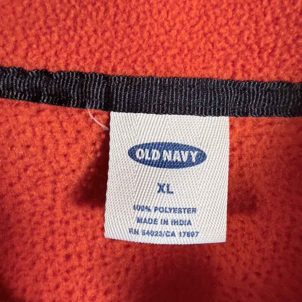 OLD NAVY Mens Orange Gray Colorblock Fleece‎ Pullover Sweatshirt XL